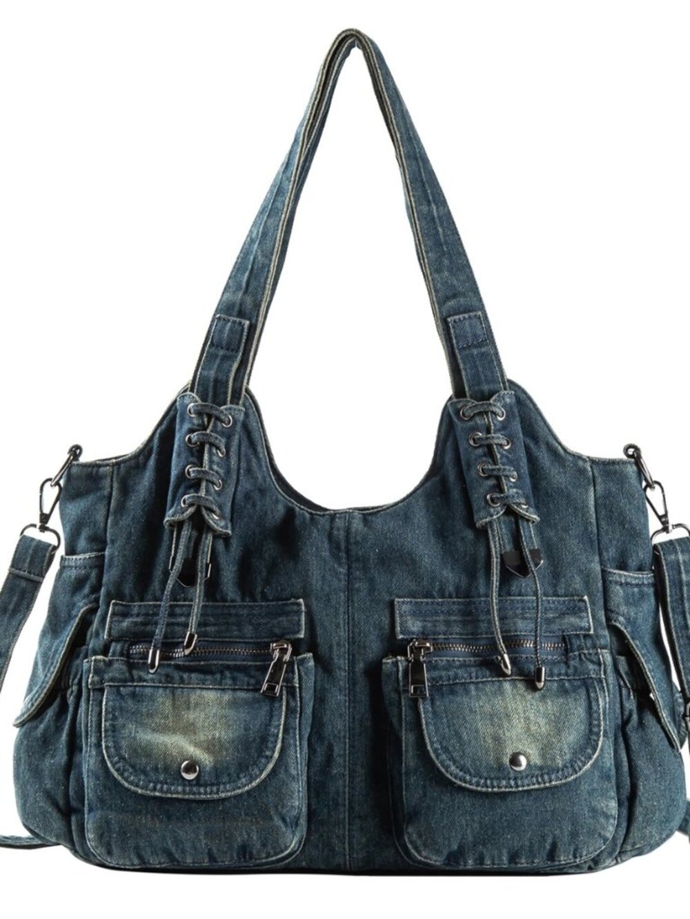 Designer Denim Handbags for Women Hobo Tote Bag Crossbody Denim Purses Blue Jean